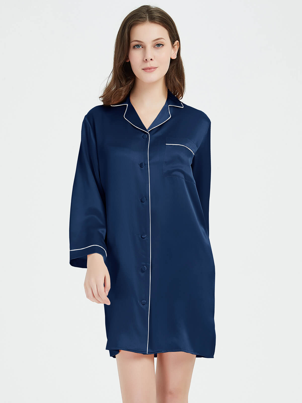 19 Momme Classic Elegant Long Sleeve Silk Pajama Shirt for Women [FS002] -  $159.00 : FreedomSilk, Best Silk Pillowcases, Silk Sheets, Silk Pajamas For  Women, Silk Nightgowns Online Store