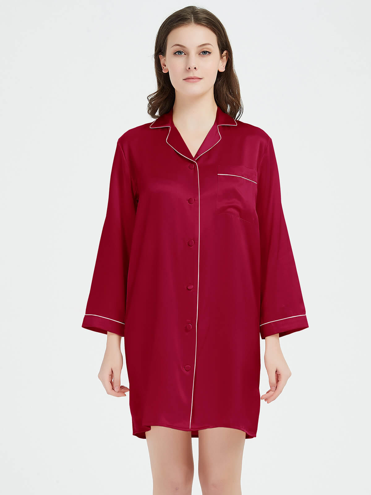 19 Momme Classic Elegant Long Sleeve Silk Pajama Shirt for Women