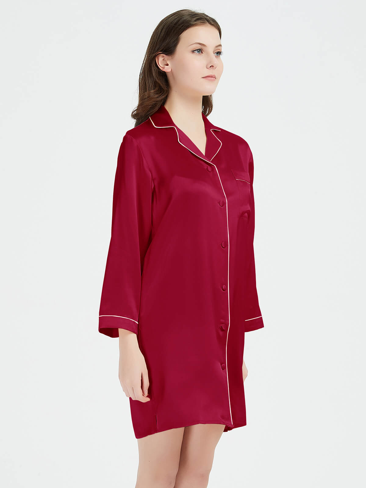 19 Momme Classic Elegant Long Sleeve Silk Pajama Shirt for Women