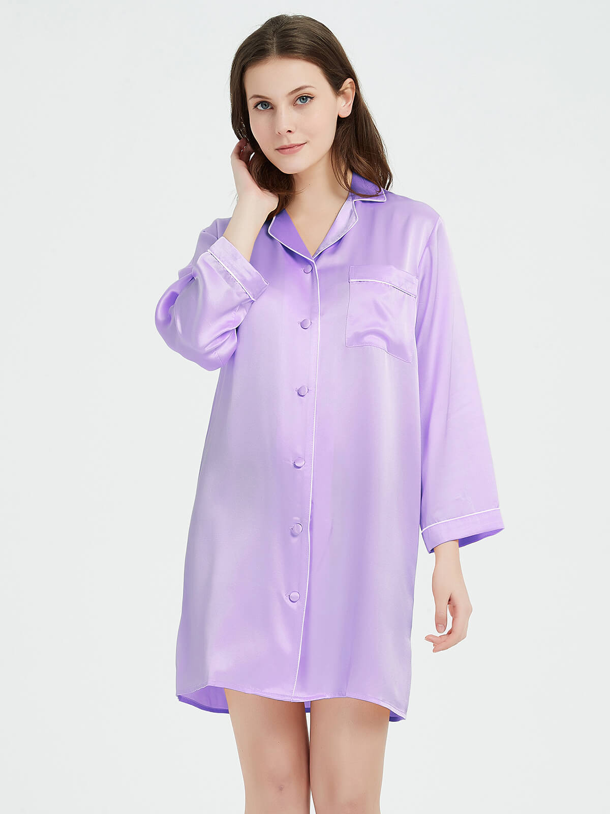 19 Momme Half Sleeve Shirt Collar Silk Nightshirt for Women [FS052] -  $149.00 : FreedomSilk, Best Silk Pillowcases, Silk Sheets, Silk Pajamas For  Women, Silk Nightgowns Online Store