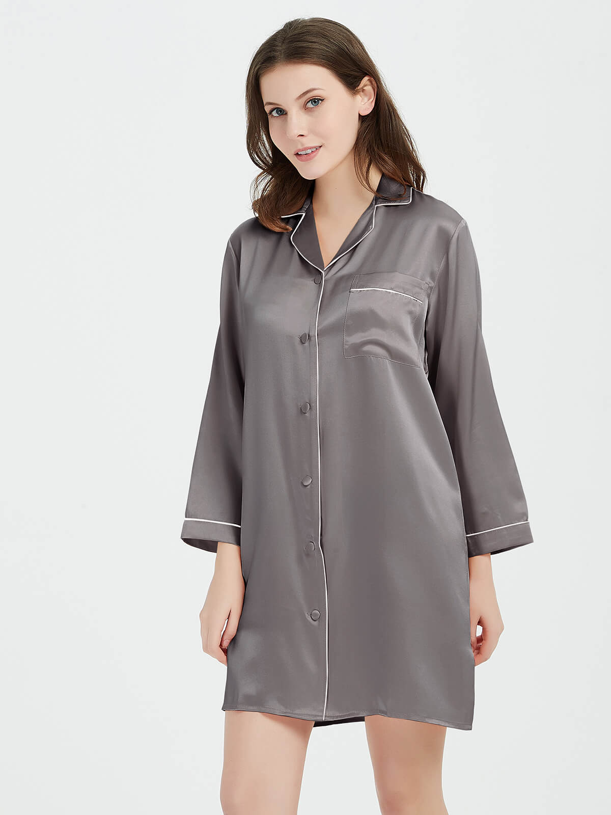 19 Momme Classic Elegant Long Sleeve Silk Pajama Shirt for Women