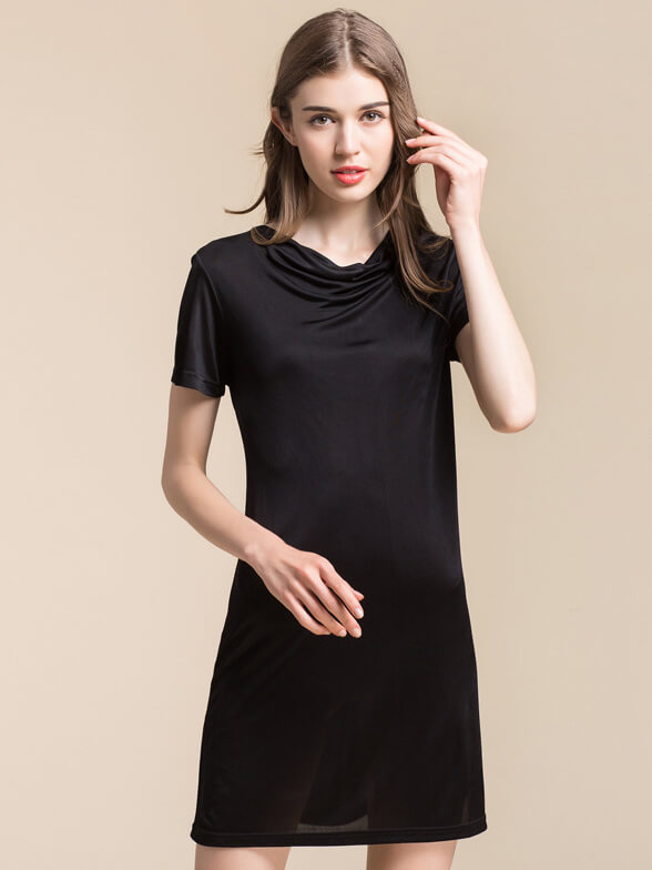 Stretchable Feminine Cowls Silk Knitted Nightgown