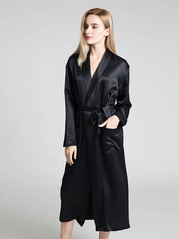 19 Momme Classic Long Silk Robe For Women