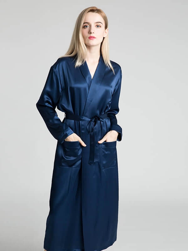 19 Momme Classic Long Silk Robe For Women