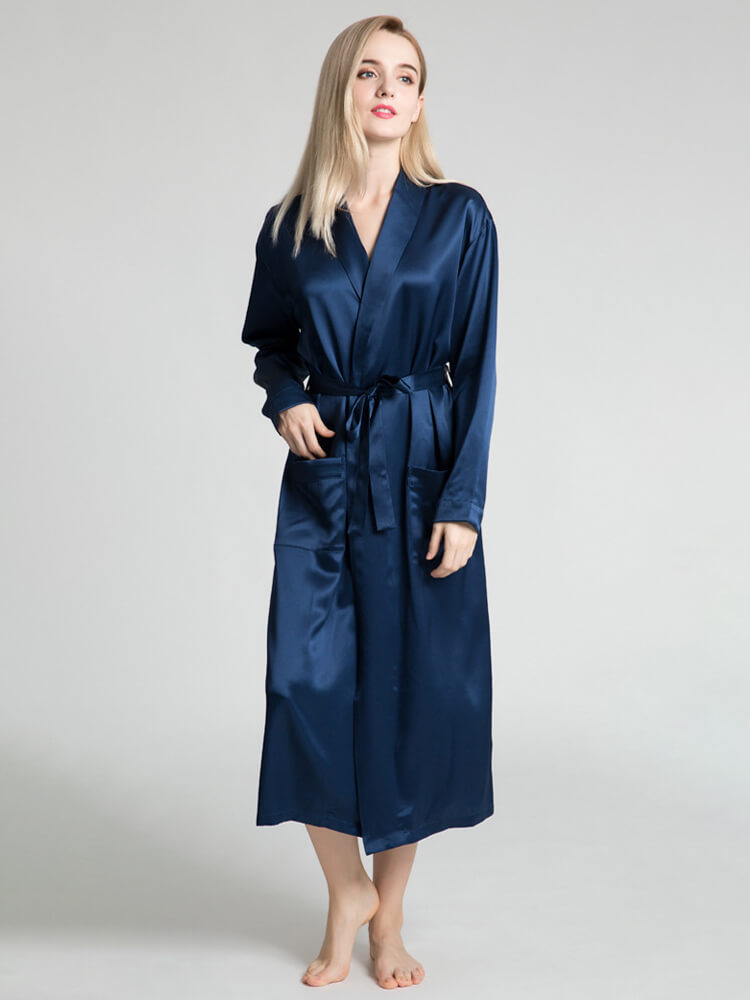 19 Momme Classic Long Silk Robe For Women