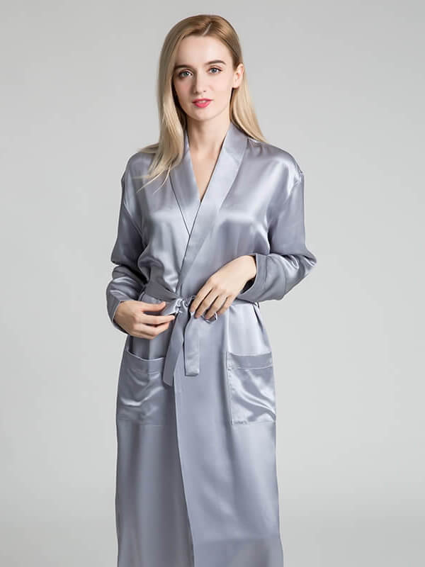 19 Momme Classic Long Silk Robe For Women