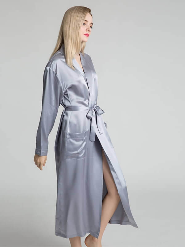 19 Momme Classic Long Silk Robe For Women