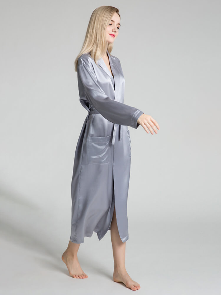 22 Momme Classic Long Silk Robe for Women