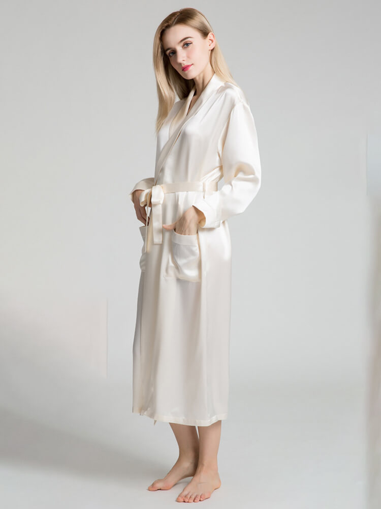 19 Momme Classic Long Silk Robe For Women