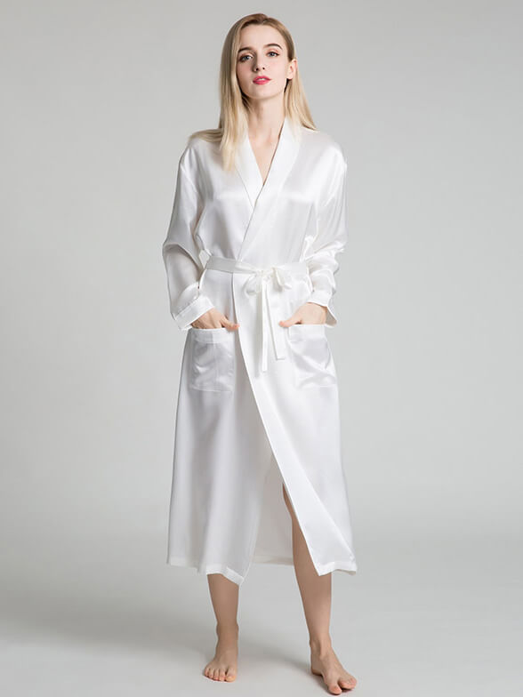 19 Momme Classic Long Silk Robe For Women