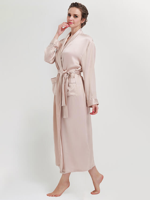 19 Momme Classic Long Silk Robe For Women