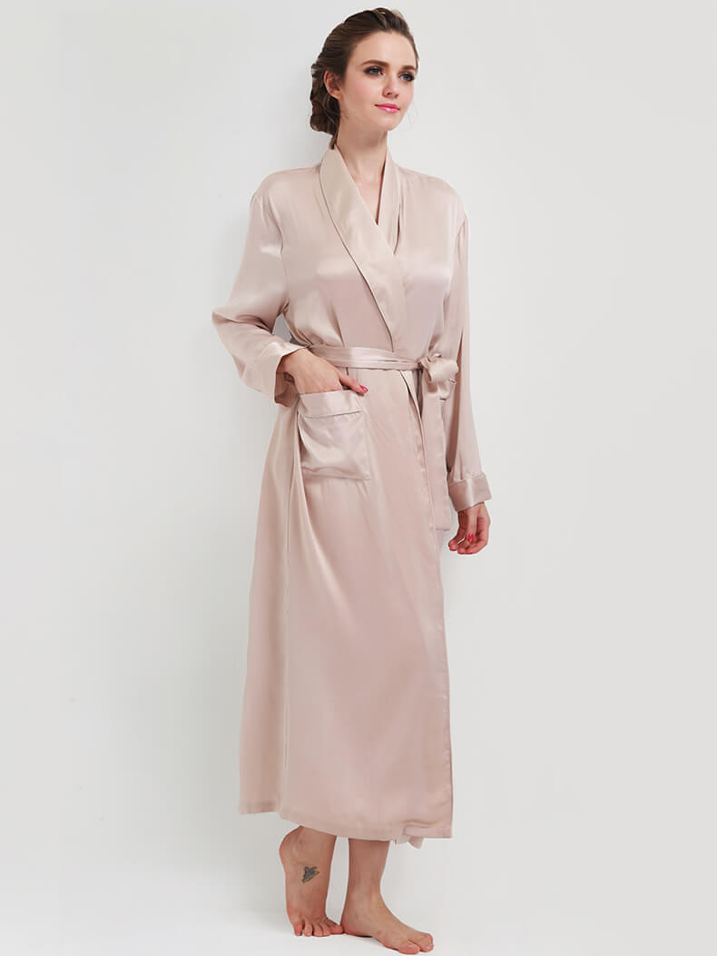 19 Momme Classic Long Silk Robe For Women