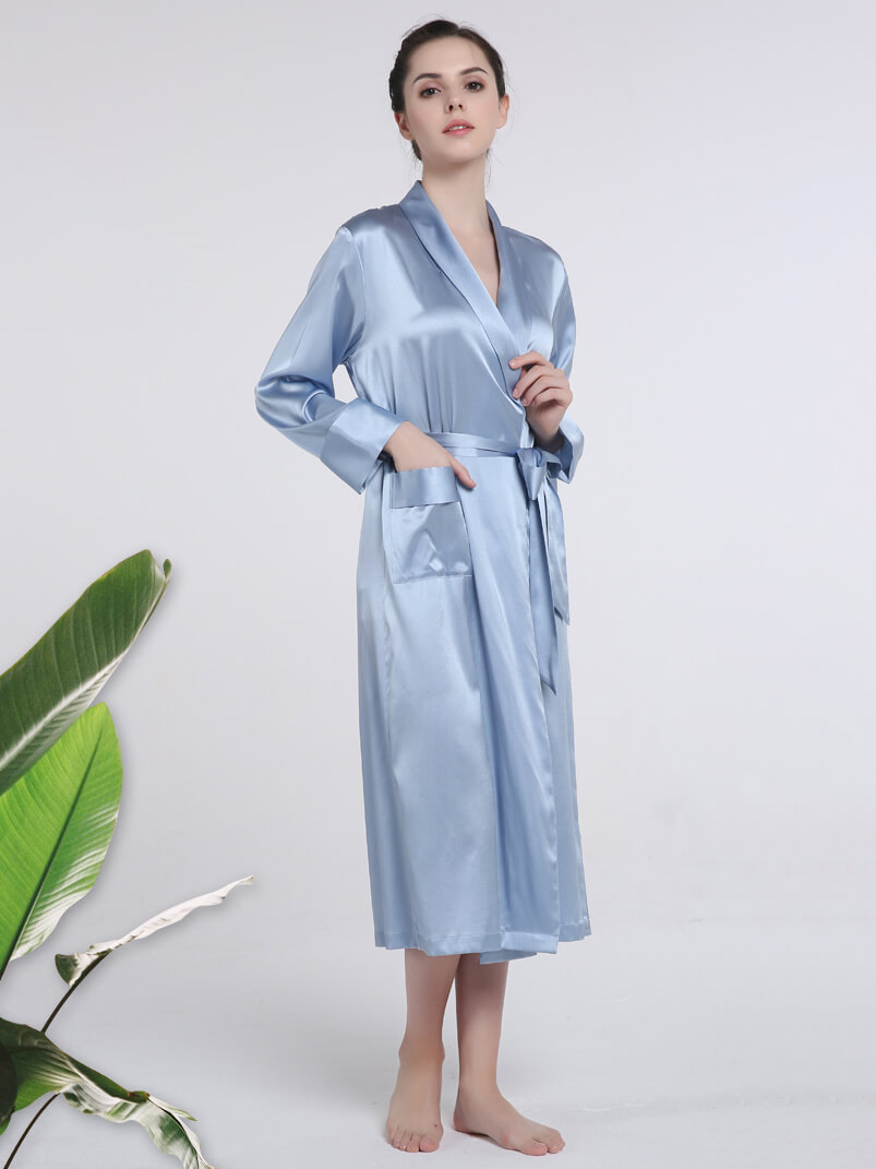 19 Momme Classic Long Silk Robe For Women