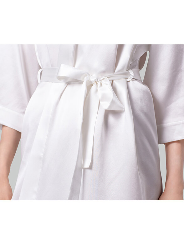 22 Momme Short Silk Robe with Waist Tie for Women