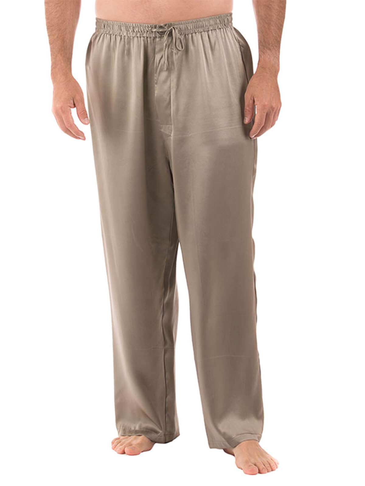 19 Momme Mens Comfortable Long Silk Pajama Pants with Drawstring