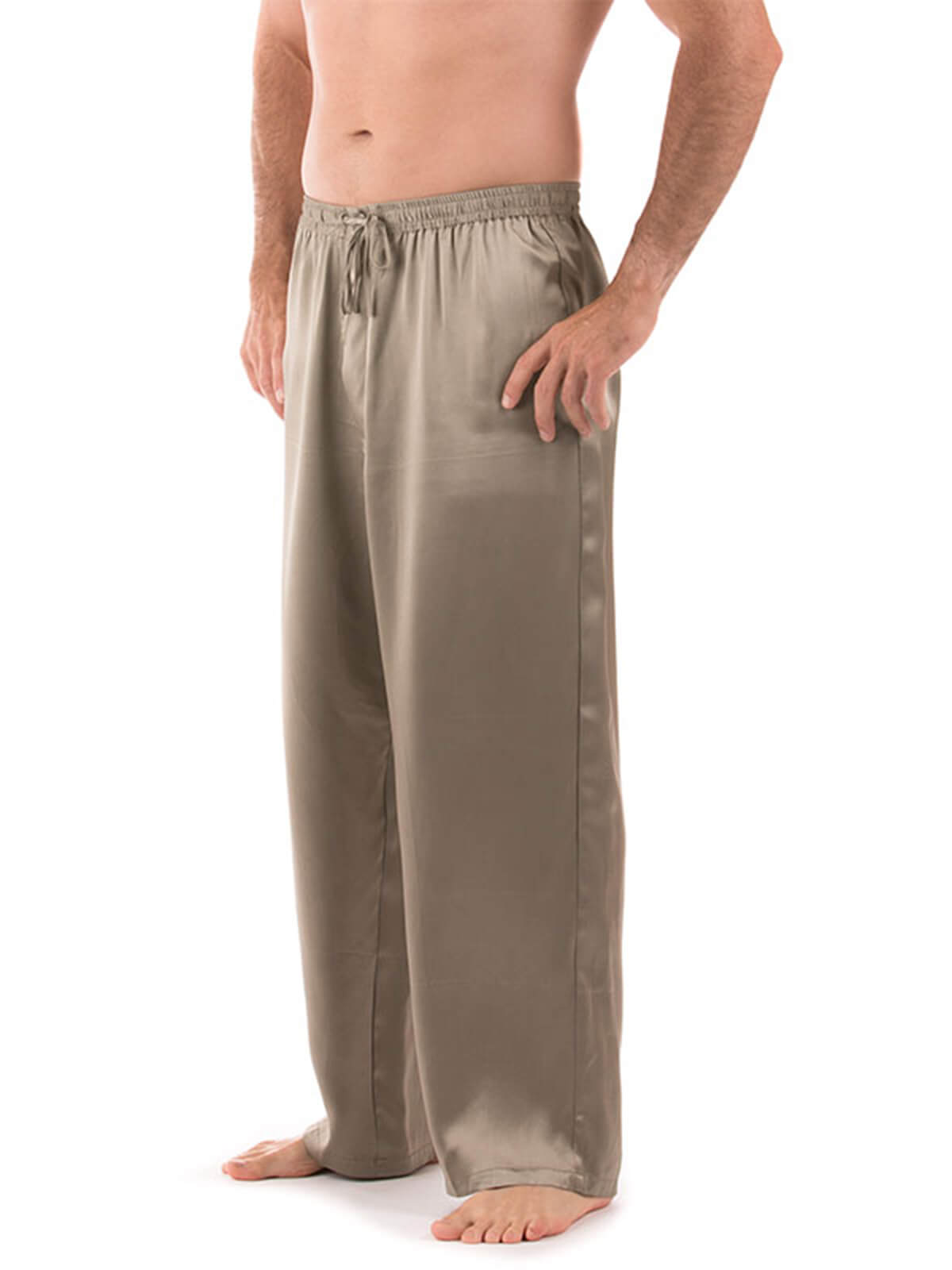 19 Momme Mens Comfortable Long Silk Pajama Pants With Drawstring