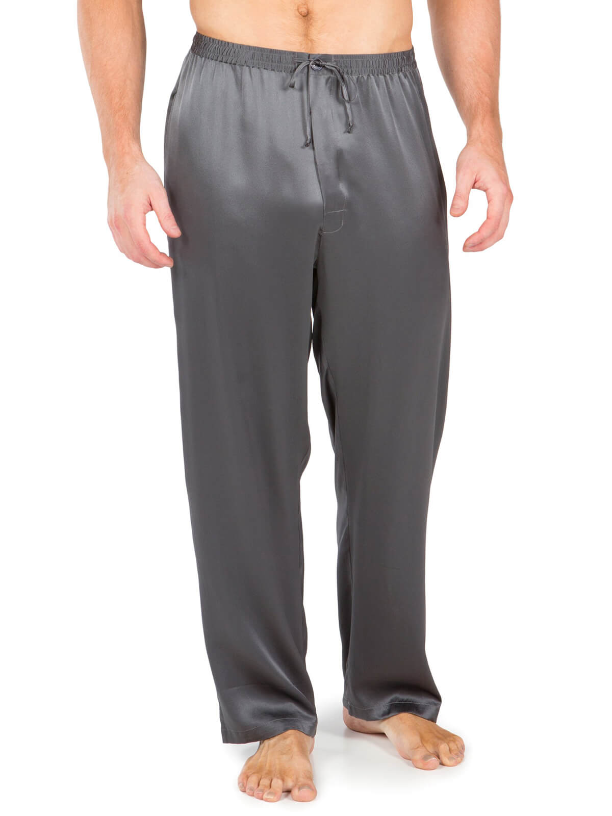 19 Momme Mens Comfortable Long Silk Pajama Pants with Drawstring