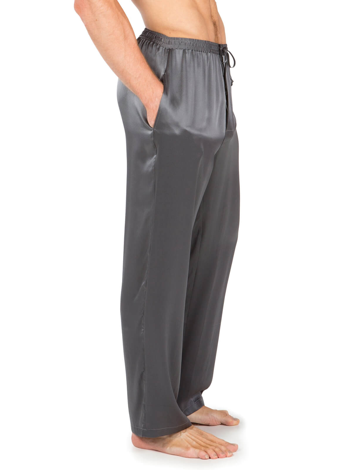 19 Momme Mens Comfortable Long Silk Pajama Pants with Drawstring