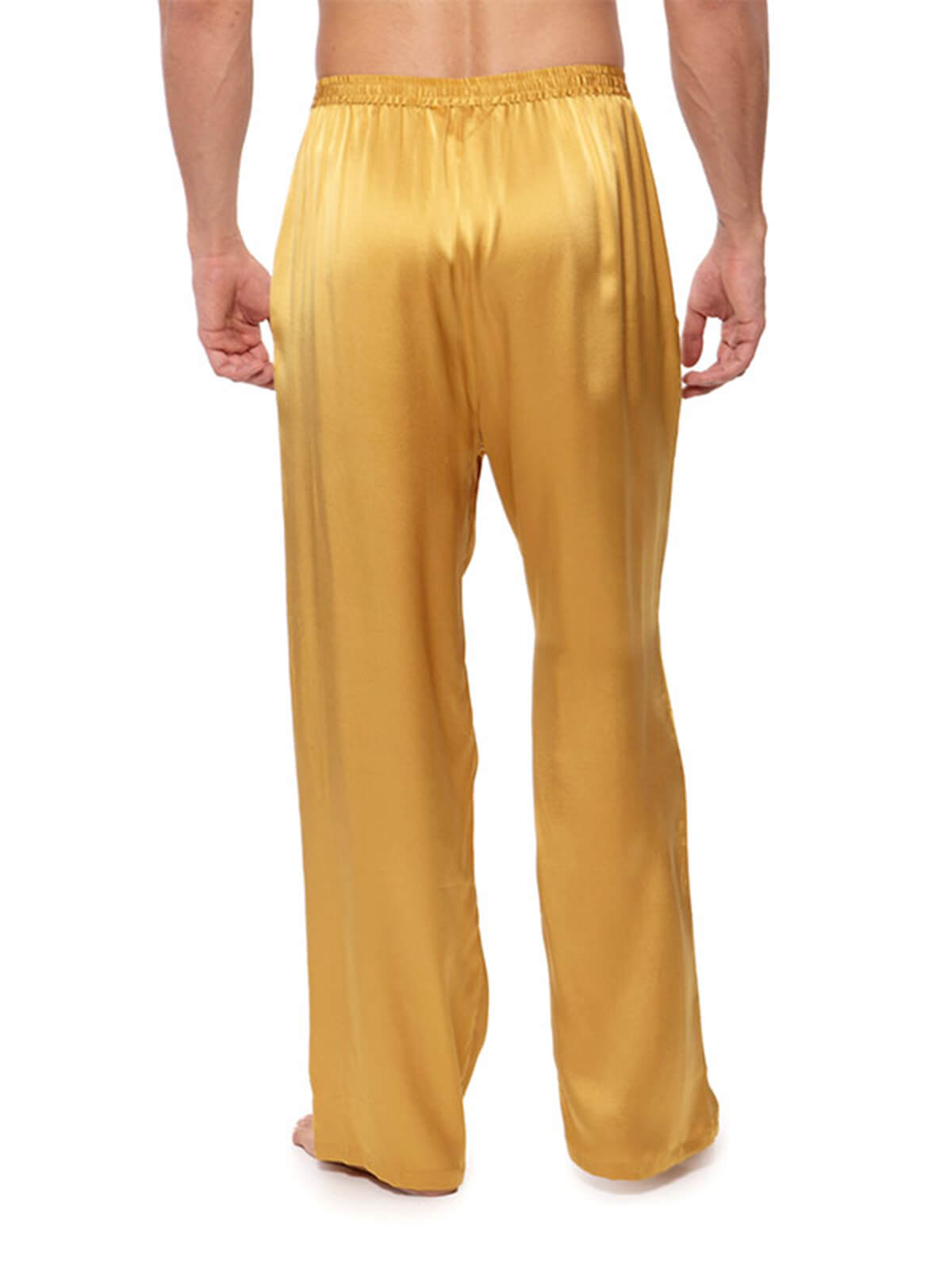19 Momme Mens Comfortable Long Silk Pajama Pants with Drawstring