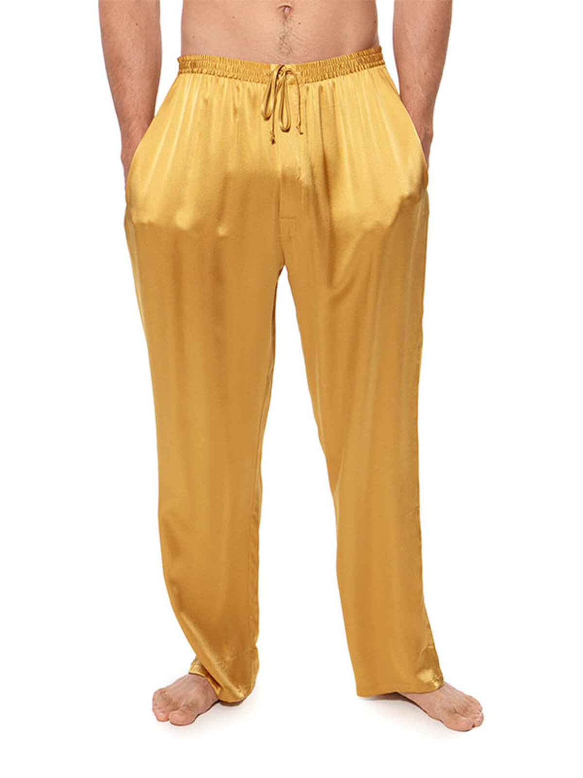 19 Momme Mens Comfortable Long Silk Pajama Pants with Drawstring