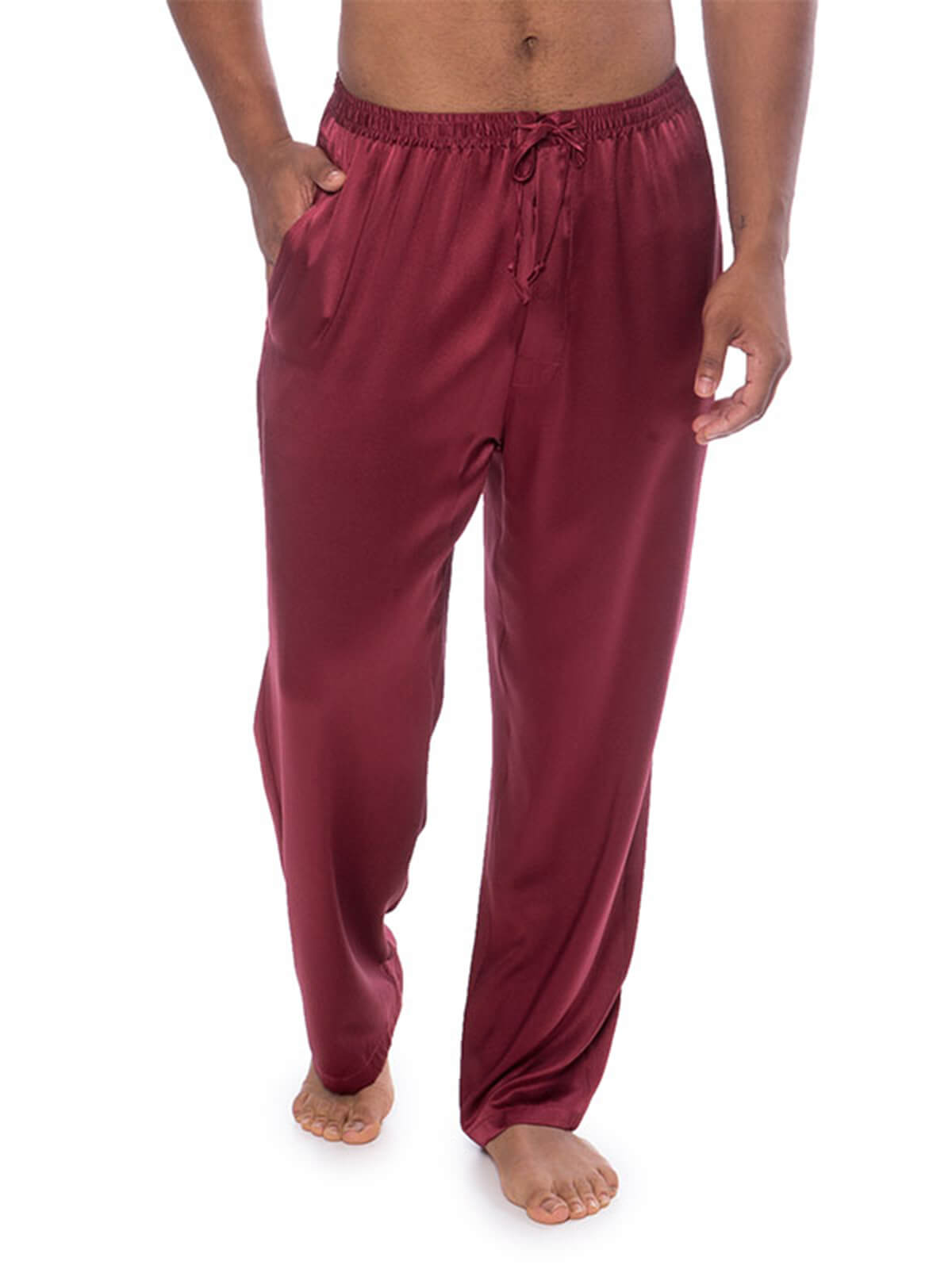 19 Momme Mens Comfortable Long Silk Pajama Pants with Drawstring