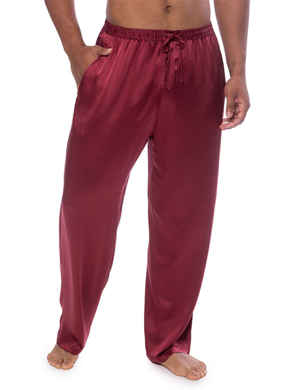 19 Momme Mens Comfortable Long Silk Pajama Pants With Drawstring