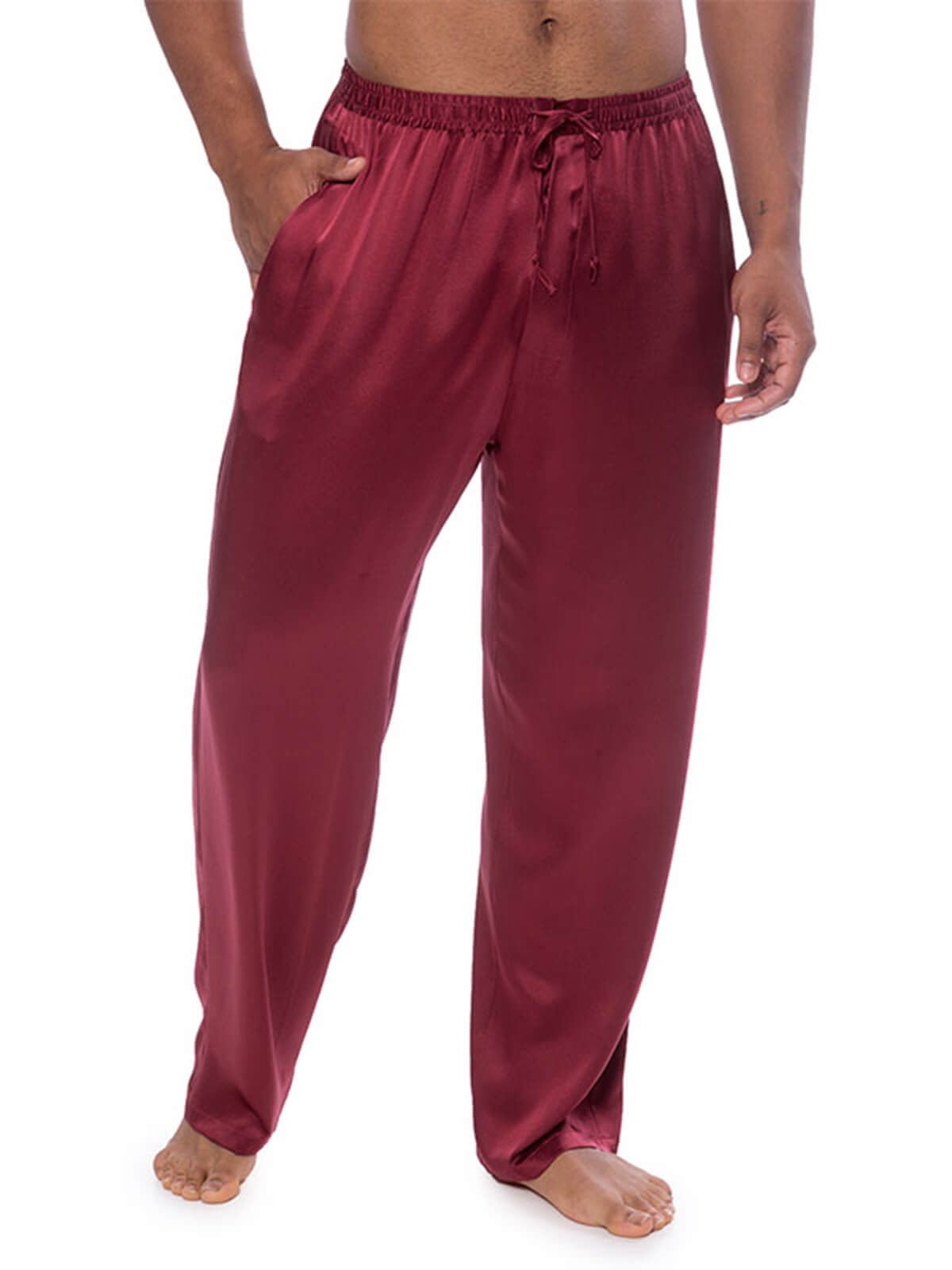 19 Momme Mens Comfortable Long Silk Pajama Pants with Drawstring