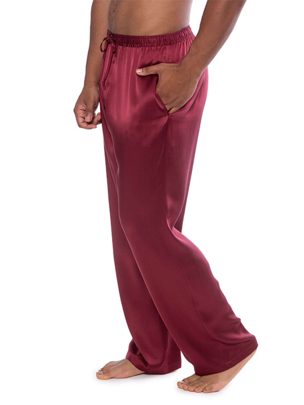 19 Momme Mens Comfortable Long Silk Pajama Pants with Drawstring