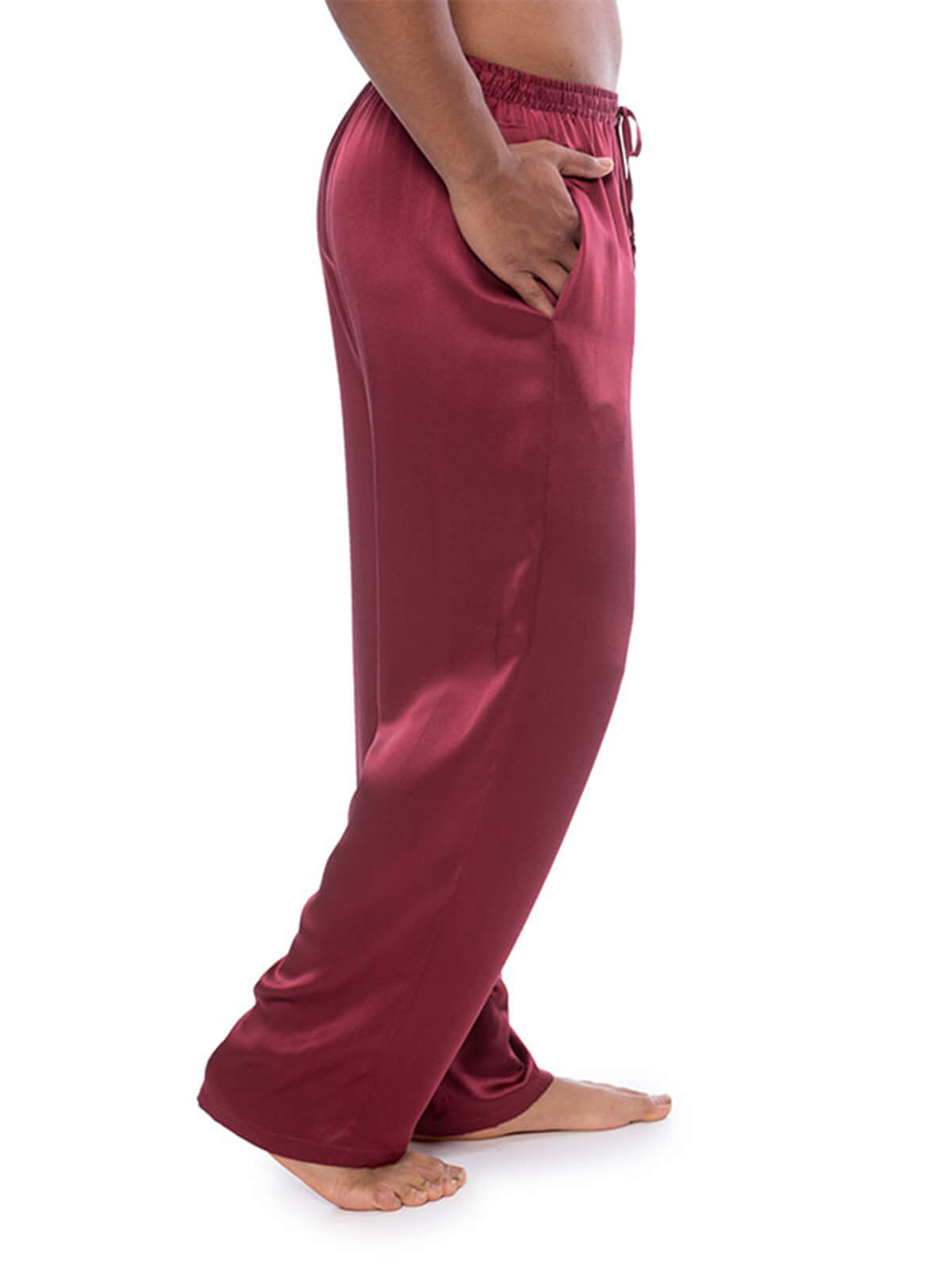 19 Momme Mens Comfortable Long Silk Pajama Pants with Drawstring