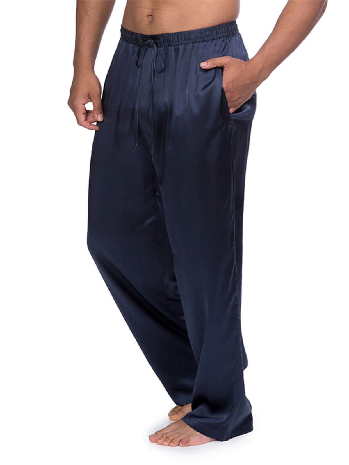 19 Momme Mens Comfortable Long Silk Pajama Pants with Drawstring