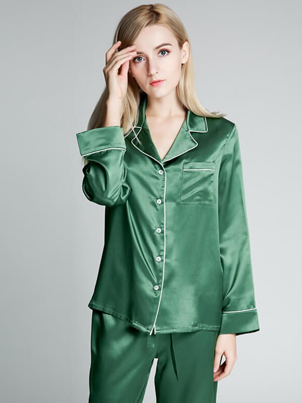 22 Momme Wide-Leg Full Length Silk Pajama Set for Women
