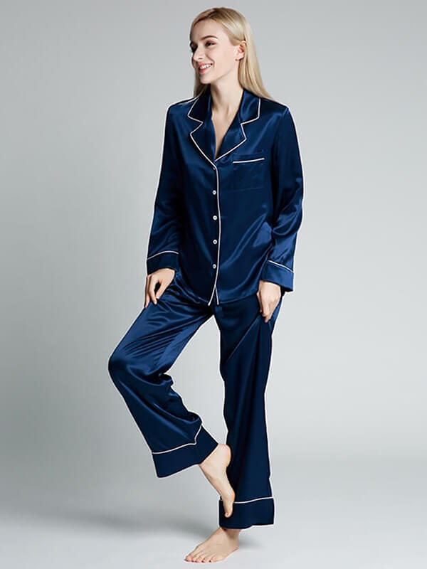 22 Momme Wide-Leg Full Length Silk Pajama Set for Women