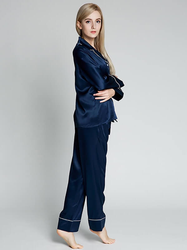 22 Momme Wide-Leg Full Length Silk Pajama Set for Women