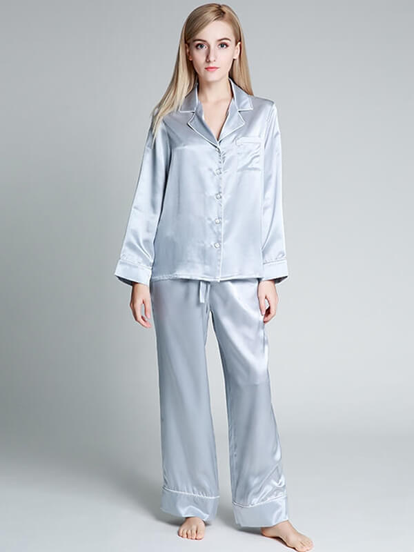 22 Momme Classic Full Length Silk Pajama Set for Women