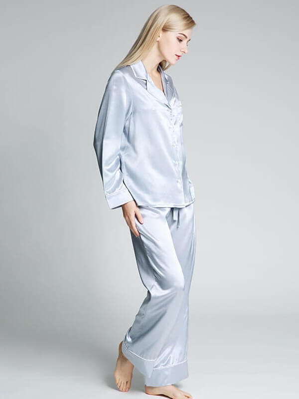 22 Momme Wide-Leg Full Length Silk Pajama Set for Women