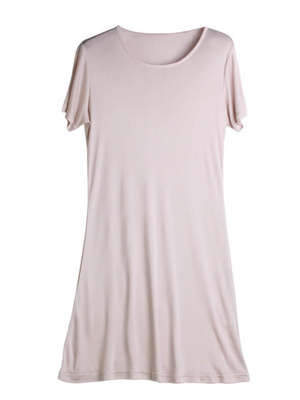 Soft Short Sleeved Knitted Silk Nightgown For Women