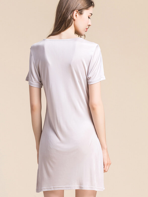 Soft Short Sleeved Knitted Silk Nightgown For Women