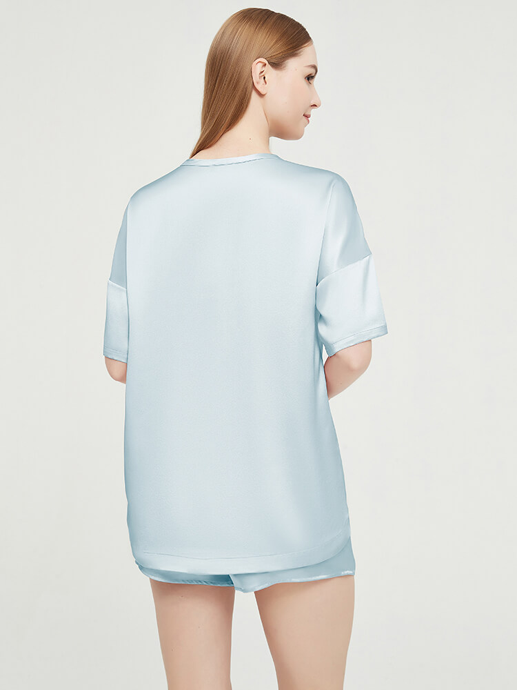 22MM Washable Comfy Silk Pajama Shorts Set For Women