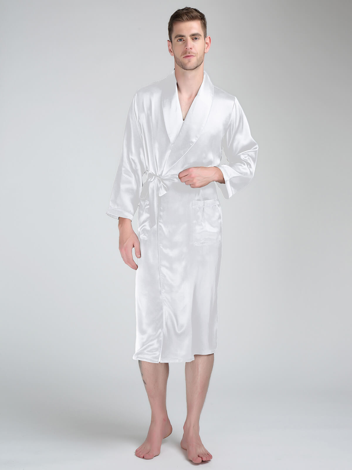 White silk robe mens clearance