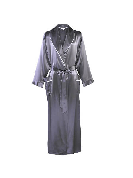 19 Momme Luxurious Piped Long Silk Robe For Women