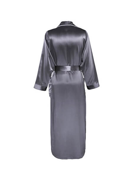 19 Momme Luxurious Full Length Piped Silk Robe For Women