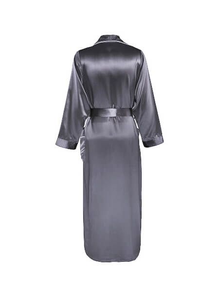 19 Momme Luxurious Piped Long Silk Robe For Women