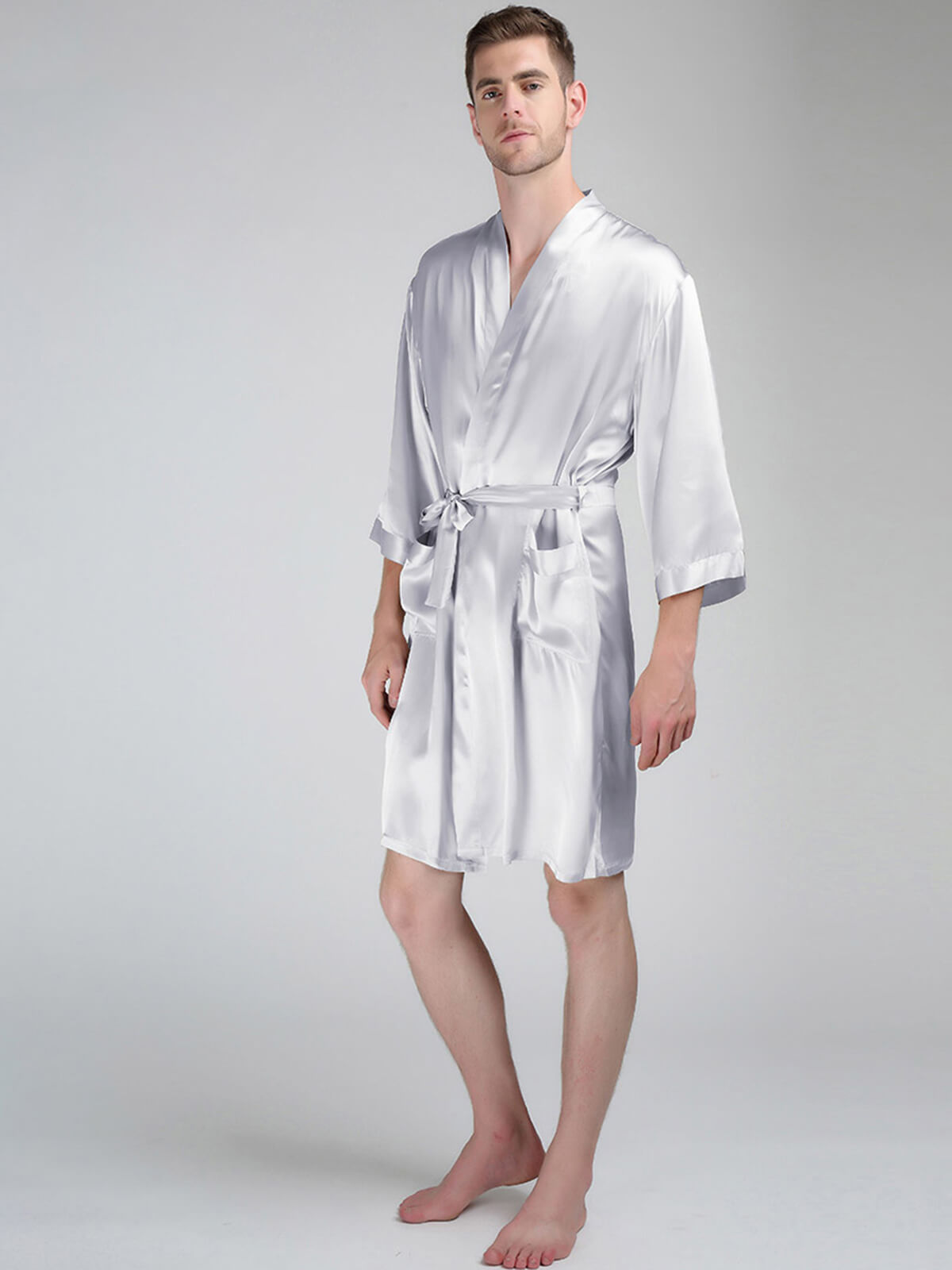 100% Pure Grade 6A Mulberry Silk Robes for Men