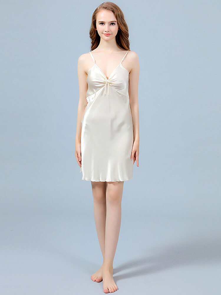 19 Momme Sexy Bow-Tie Silk Chemise