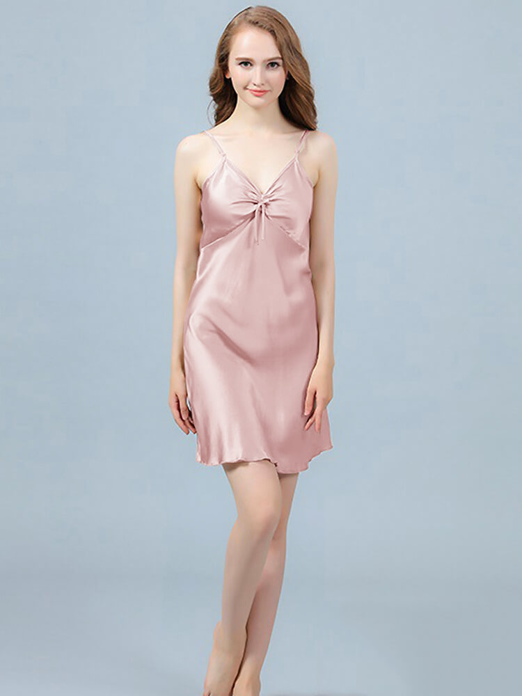 19 Momme Sexy Bow-Tie Silk Chemise