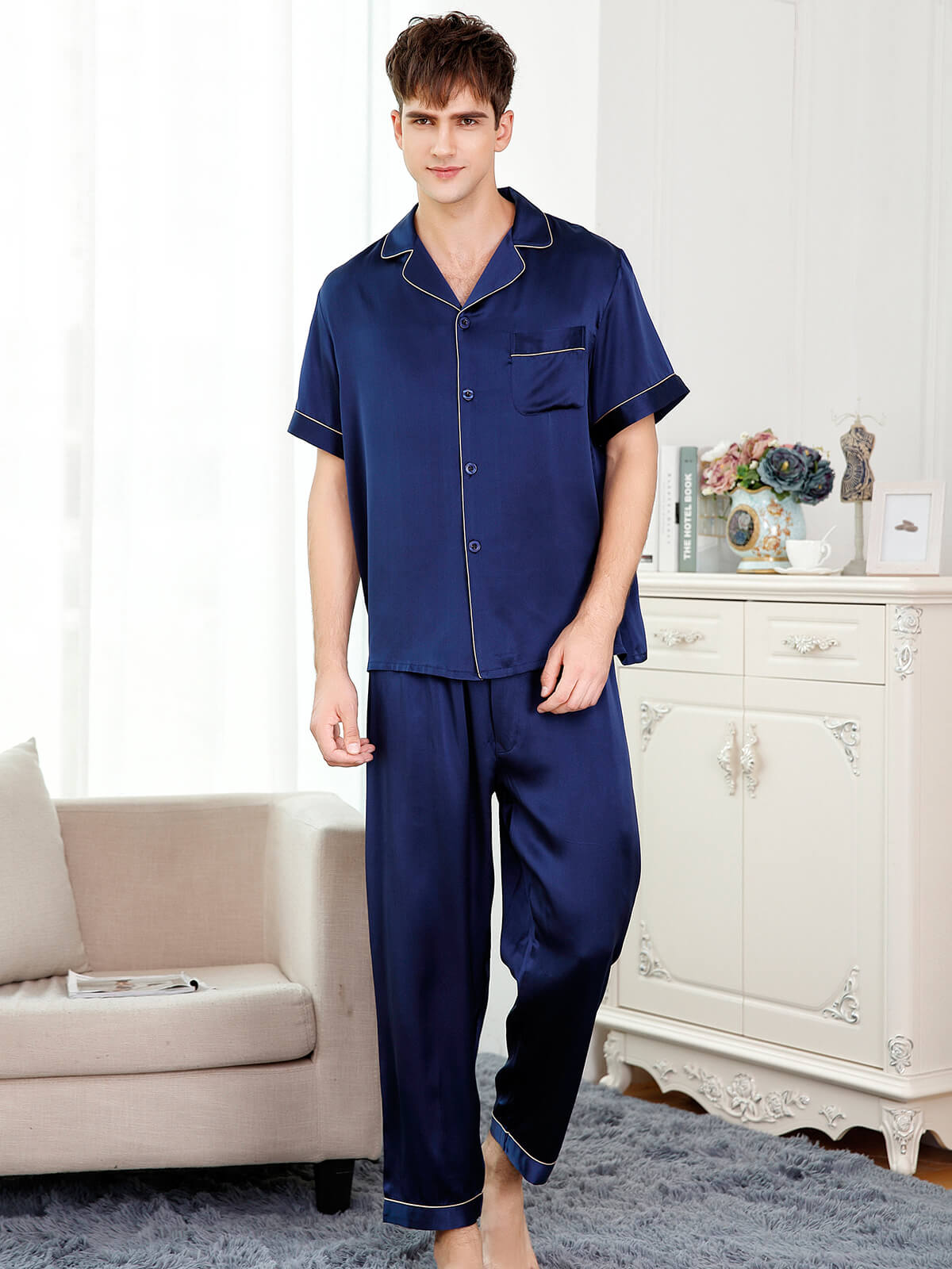 19 Momme Short Sleeved Silk Pajama Set For Men