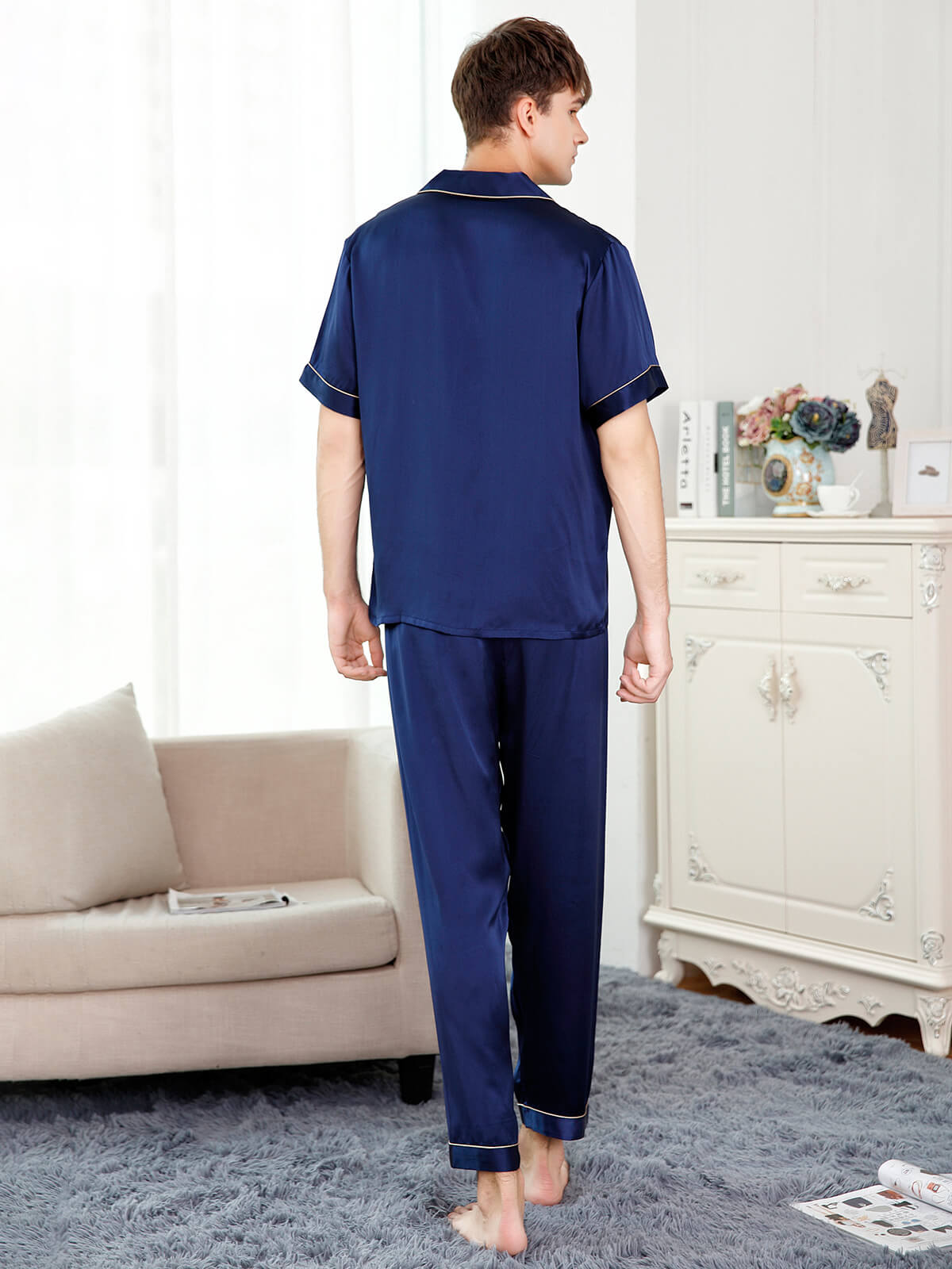 19 Momme Short Sleeved Silk Pajama Set For Men