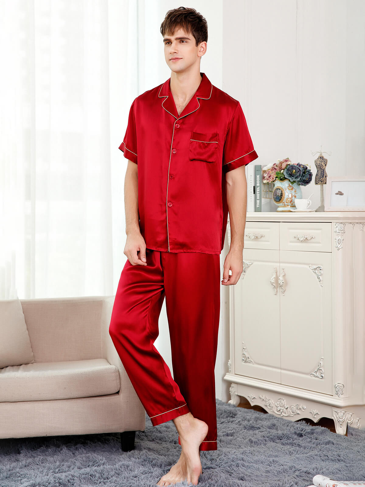 19 Momme Short Sleeved Silk Pajama Set For Men