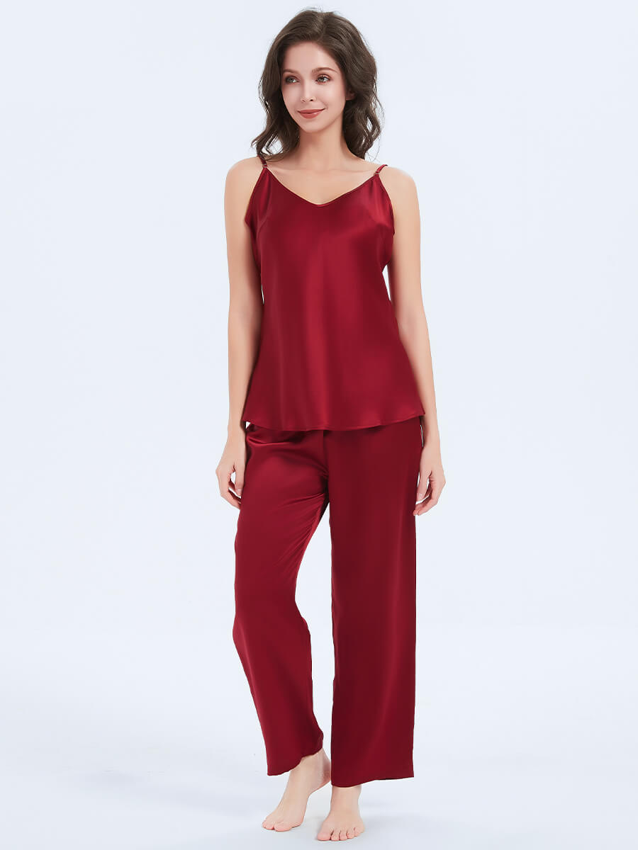 19 Momme Pure Mulberry Silk Camisole And Pants Pajamas Set