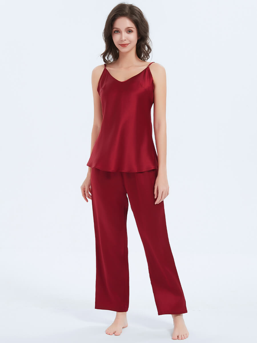 19 Momme Pure Mulberry Silk Camisole And Pants Pajamas Set